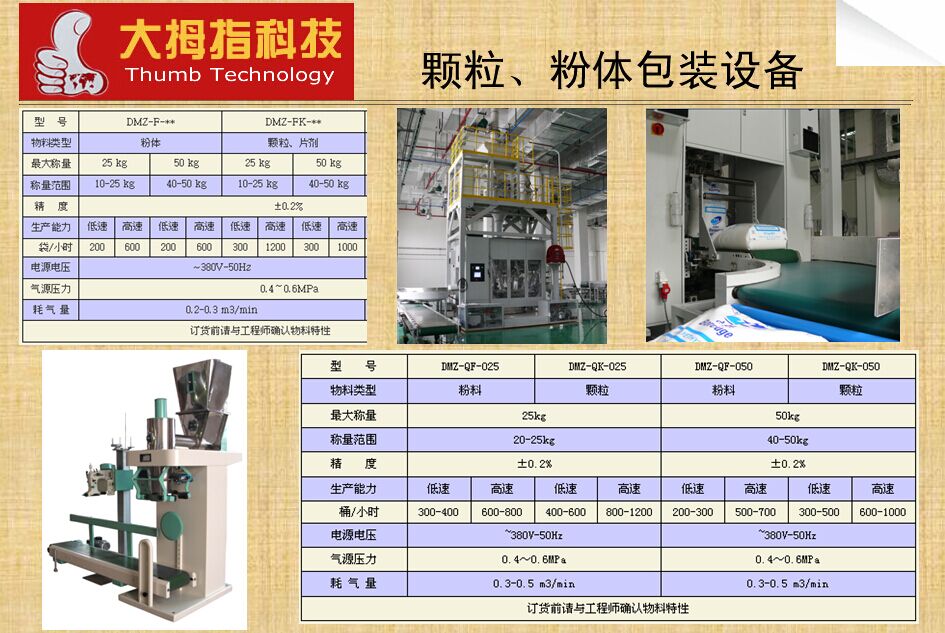 颗粒粉体包装设备技术参数